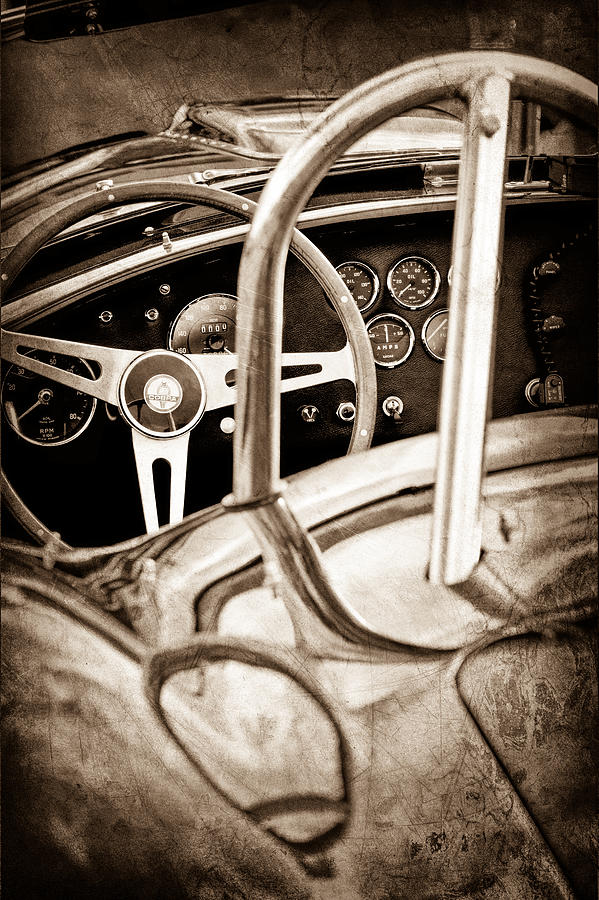 1966 Shelby 427 Cobra Steering Wheel Emblem Photograph by Jill Reger