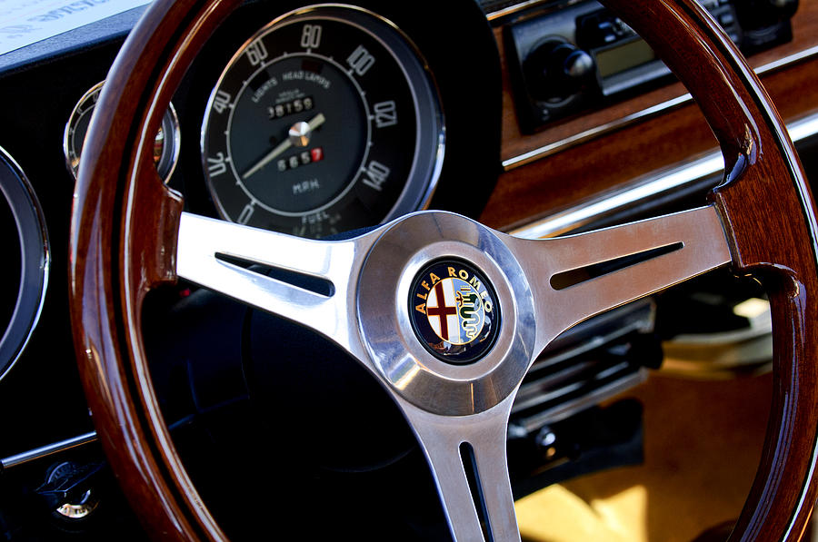 1967 Alfa Romeo Giulia Super Steering Wheel Emblem 2 Photograph by Jill Reger