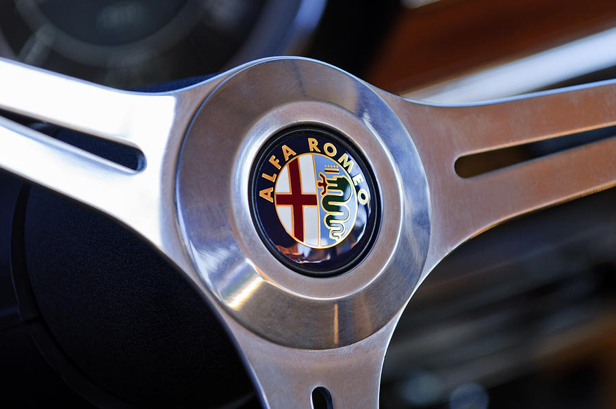 1967 Alfa Romeo Giulia Super Steering Wheel Emblem Photograph by Jill Reger