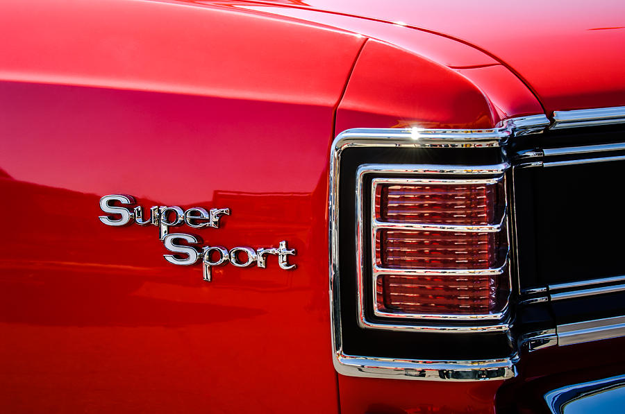 Car Photograph - 1967 Chevrolet Chevelle SS Taillight Emblem -0459c by Jill Reger
