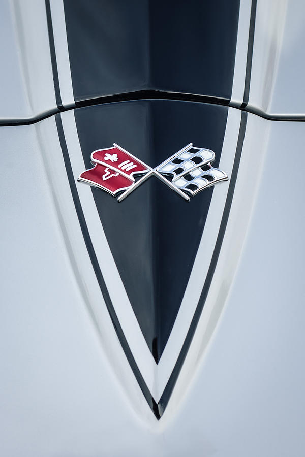 Car Photograph - 1967 Chevrolet Corvette Coupe Hood Emblem by Jill Reger