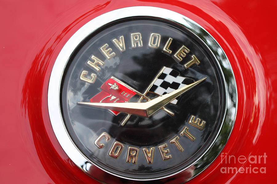 Flag Photograph - 1967 Chevy Corvette Emblem by John Telfer