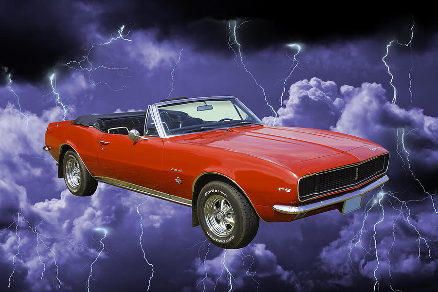 1967 Convertible Red Camaro And Thunderstorm Photograph by Keith Webber Jr