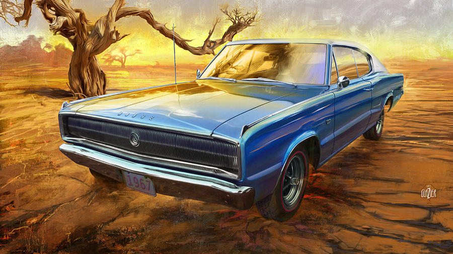 1967 Dodge Charger in the Desert Digital Art by Garth Glazier