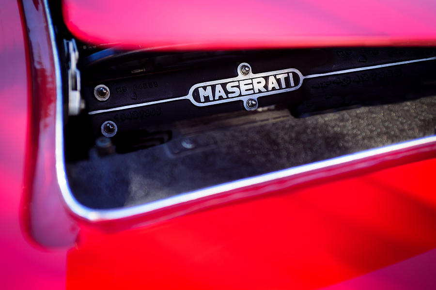 Car Photograph - 1967 Maserati Ghibli SS-Specification Coupe Engine Emblem by Jill Reger