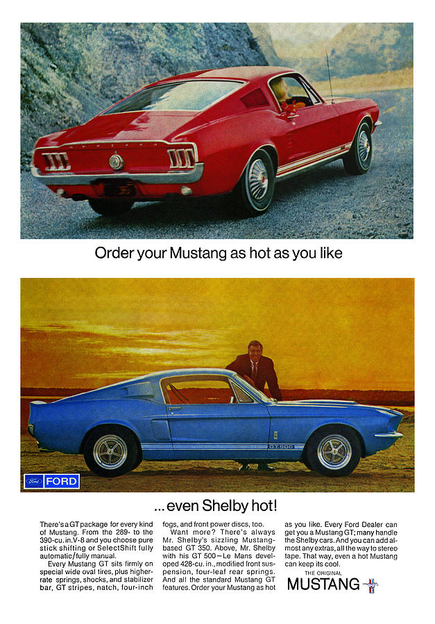 1967 Mustang Shelby GT 500 Digital Art by Digital Repro Depot | Fine ...