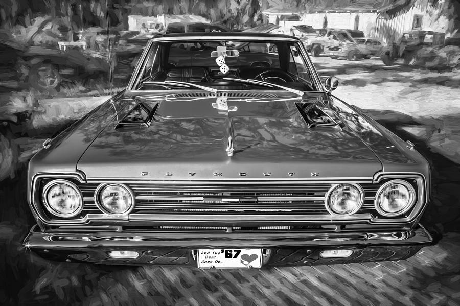 1967 Plymouth Belvedere GTX 440 Painted BW Photograph by Rich Franco