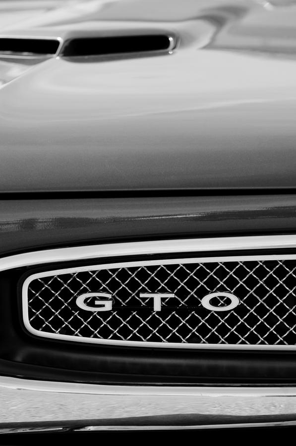 Black And White Photograph - 1967 Pontiac GTO Grille Emblemq by Jill Reger