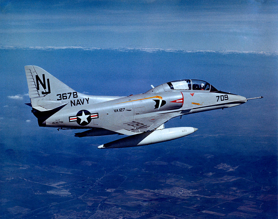 1967 US Navy Shyhawk in Flight Photograph by Historic Image