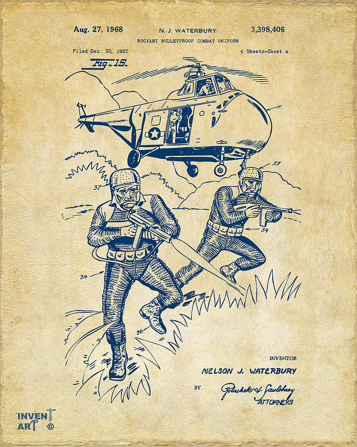 Vintage Digital Art - 1968 Bulletproof Patent Artwork Figure 15 Vintage by Nikki Marie Smith
