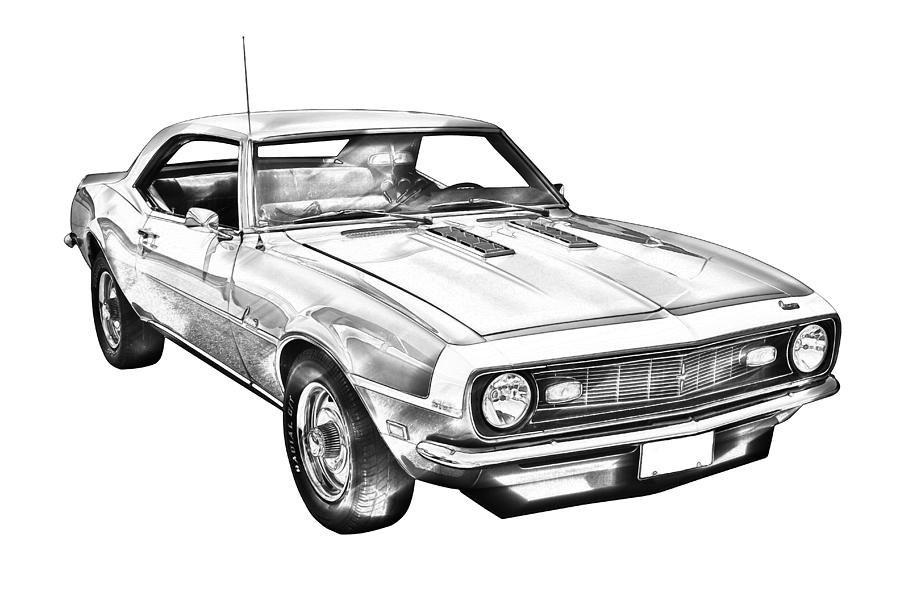 1968 Chevrolet Camaro 327 Muscle Car Illustration Photograph by Keith Webber Jr