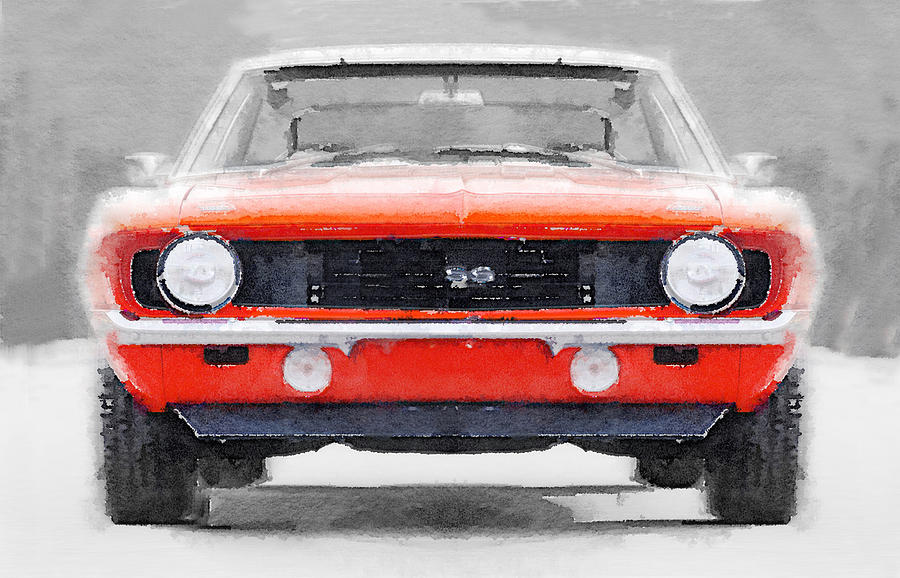 Car Painting - 1968 Chevy Camaro SS Watercolor by Naxart Studio