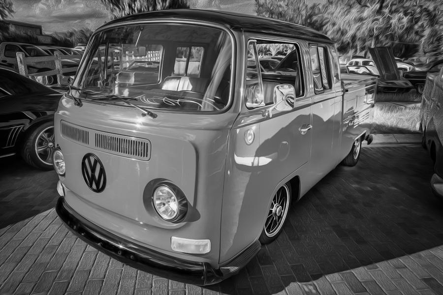 1968 VW Type 2 Pick Up Truck Painted BW    Photograph by Rich Franco
