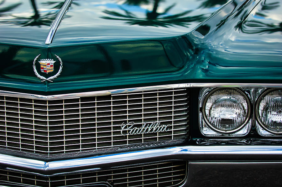 Classic Cars Photograph - 1969 Cadillac Eldorado Grille Emblem -0270c by Ji...