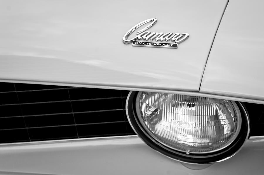 1969 Chevrolet Camaro Emblem 0236bw Photograph By Jill Reger Pixels