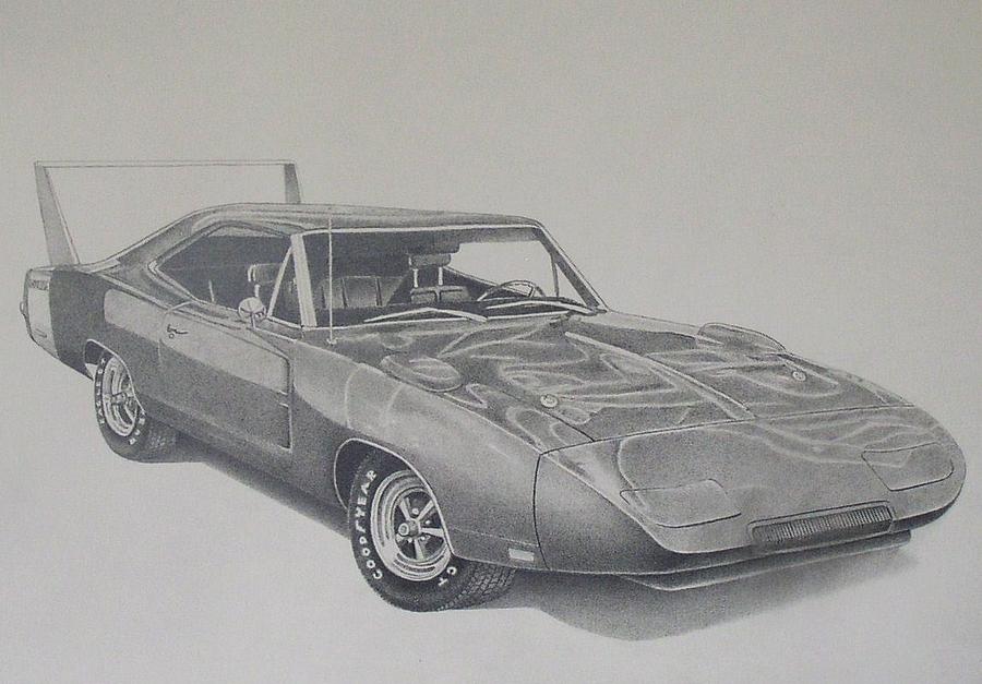 1969 Dodge Charger Daytona Drawing - 1969 Dodge Charger Daytona by Ben Lile...
