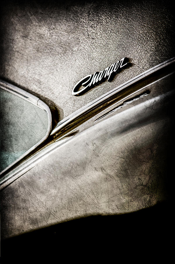 Car Photograph - 1969 Dodge Charger R-T Side Emblem -0439ac by Jill Reger
