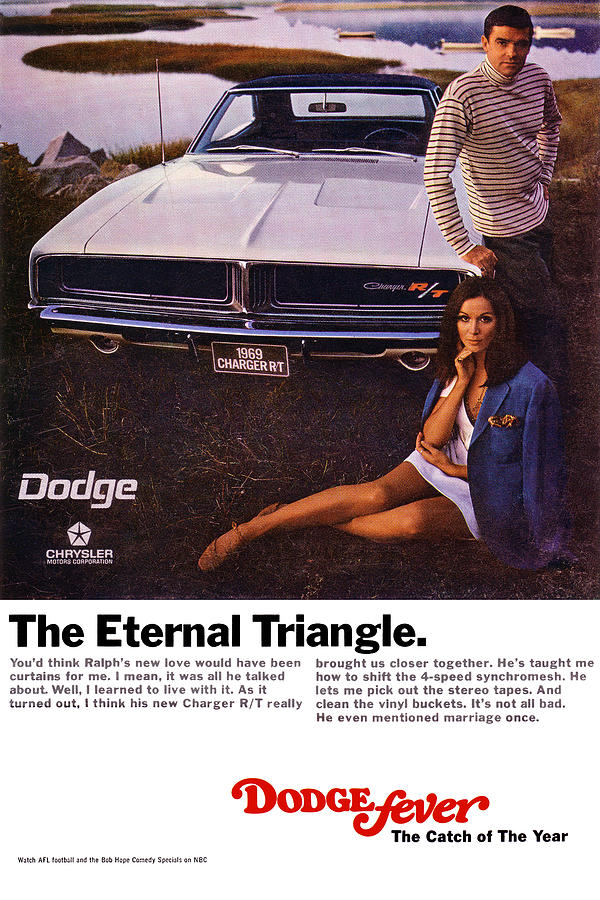 Vintage Digital Art - 1969 Dodge Charger R/T - The Eternal Triangle by Digital Repro Depot