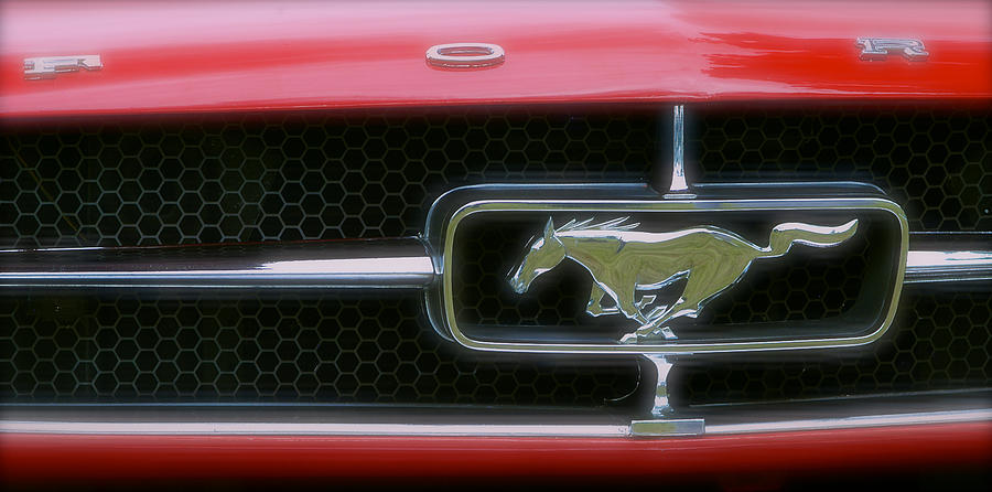 1969 Ford Mustang Mach 1 emblem and grille Photograph by John Colley