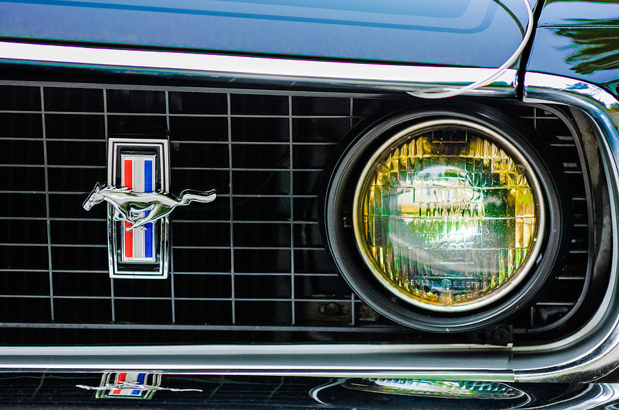 Car Photograph - 1969 Ford Mustang Mach 1 Emblem by Jill Reger