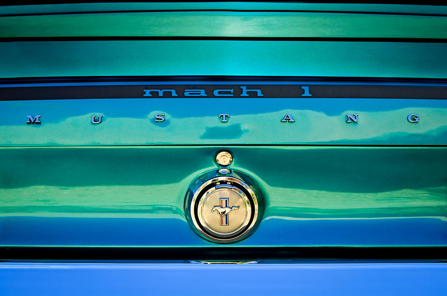 Car Photograph - 1969 Ford Mustang Mach 1 Rear Emblem by Jill Reger