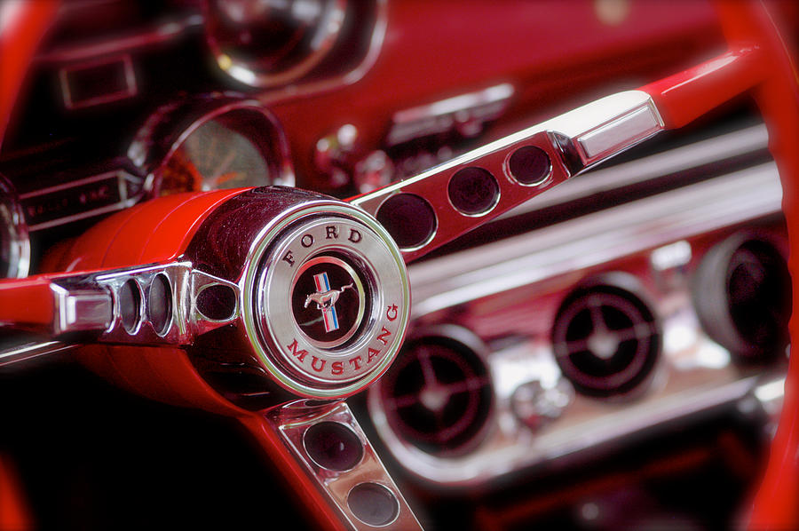 1969 Ford Mustang Mach 1 Steering Wheel Photograph by John Colley
