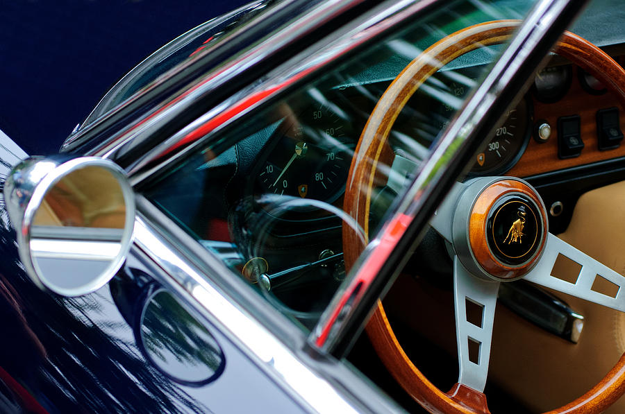 1969 Lamborghini Islero Steering Wheel Emblem Photograph by Jill Reger