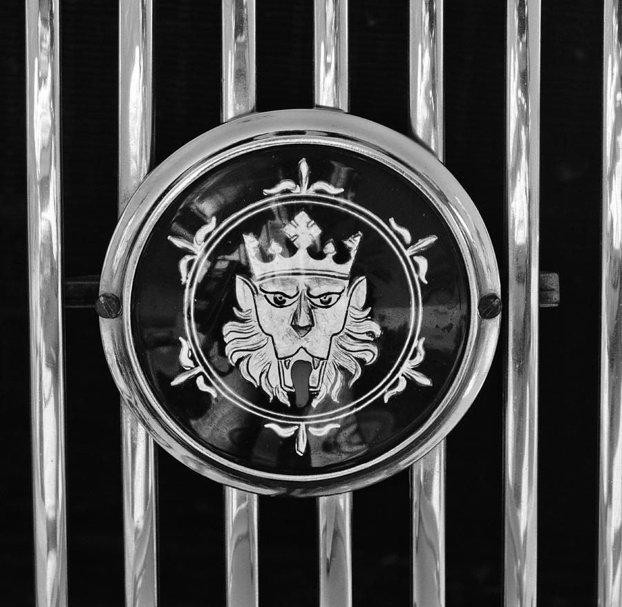 Black And White Photograph - 1969 Morgan Roadster Grille Emblem 3 by Jill Reger