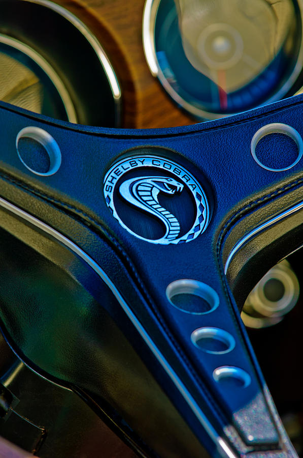 1969 Shelby GT500 Convertible 428 Cobra Jet Steering Wheel Emblem Photograph by Jill Reger