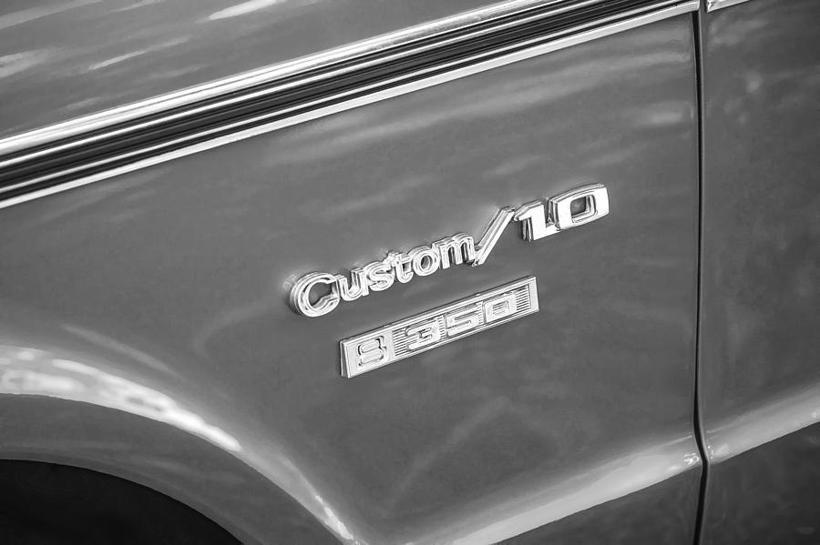 1970 Chevy Custom 350 truck BW Photograph by Rich Franco