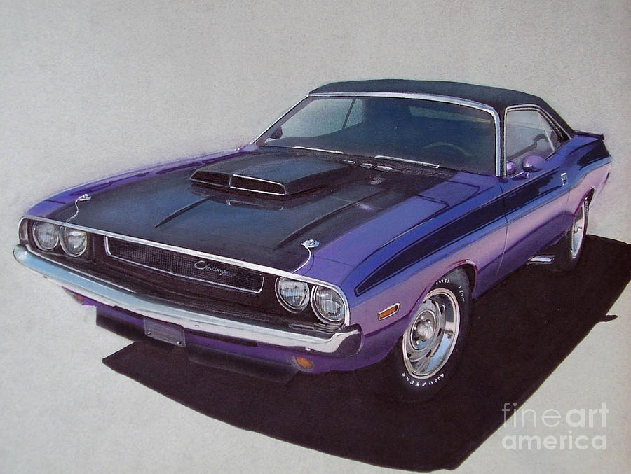 Car Drawing - 1970 Dodge Challenger by Paul Kuras