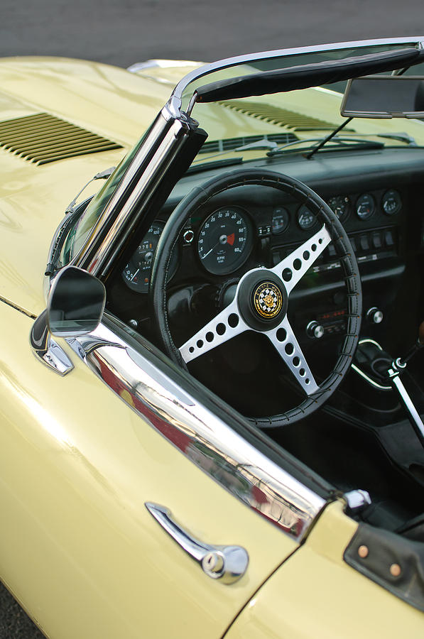 1970 Jaguar XK Type-E Steering Wheel Photograph by Jill Reger