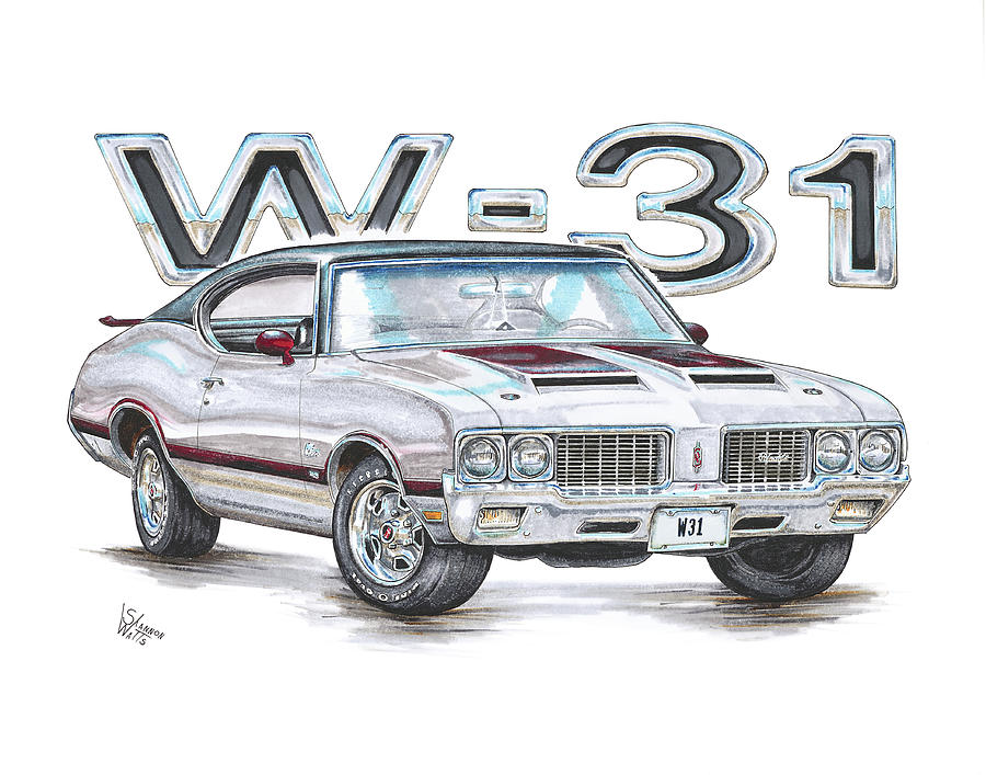 1970 Oldsmobile W 31 Drawing By Shannon Watts