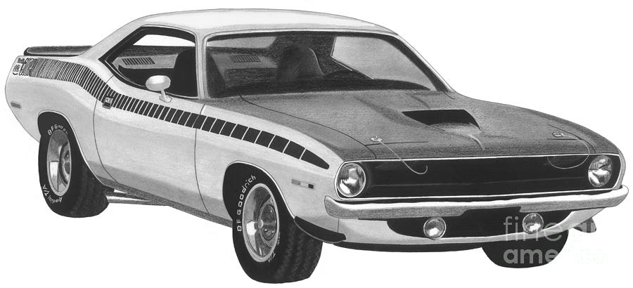 1970 Plymouth Cuda Drawing by Liz Northrup