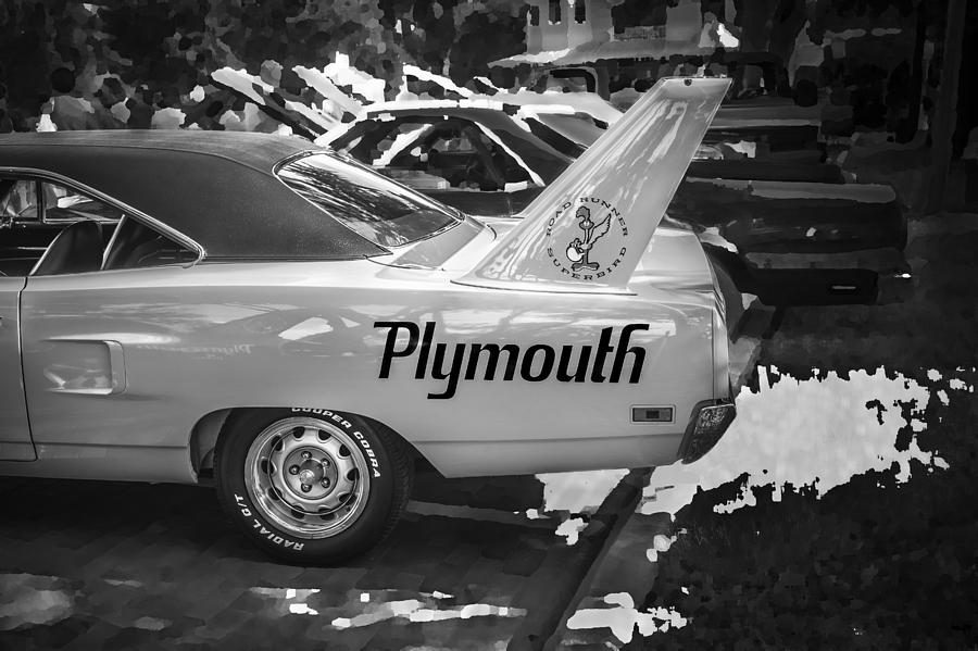 1970 Plymouth Road Runner Hemi Super Bird BW Photograph by Rich Franco