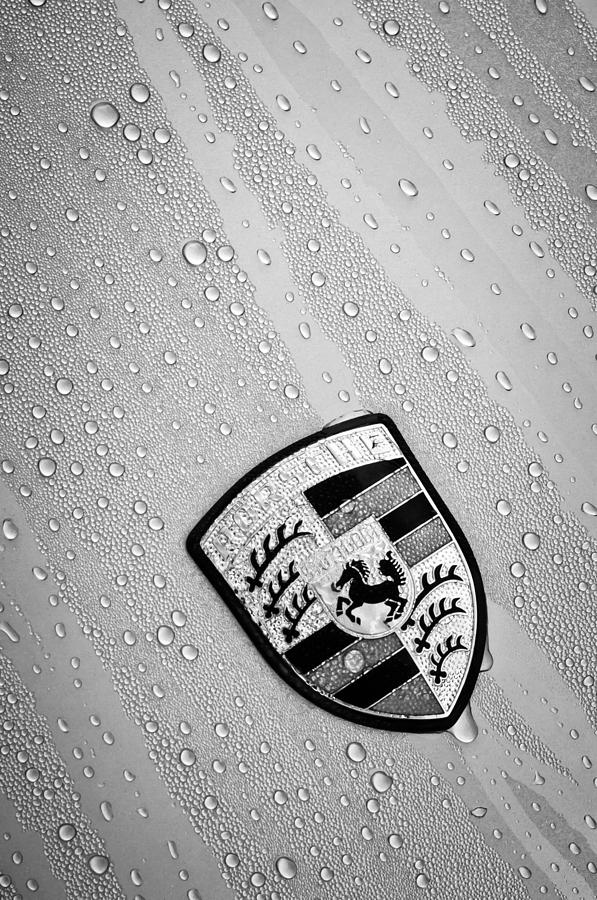 1970 Porsche 911 S Emblem -0151bw Photograph by Jill Reger