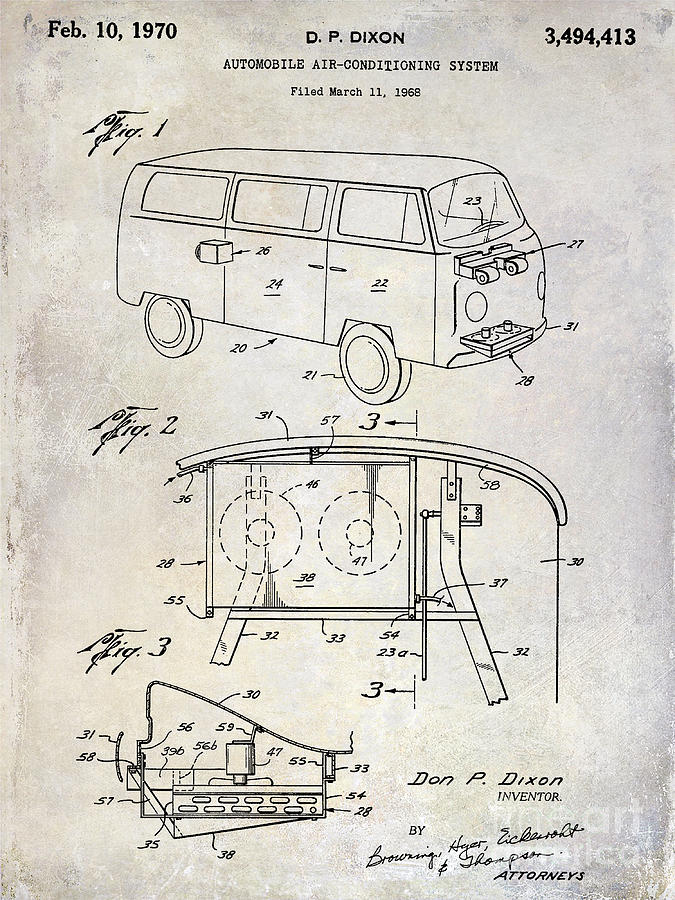 Car Photograph - 1970 VW Patent Drawing by Jon Neidert