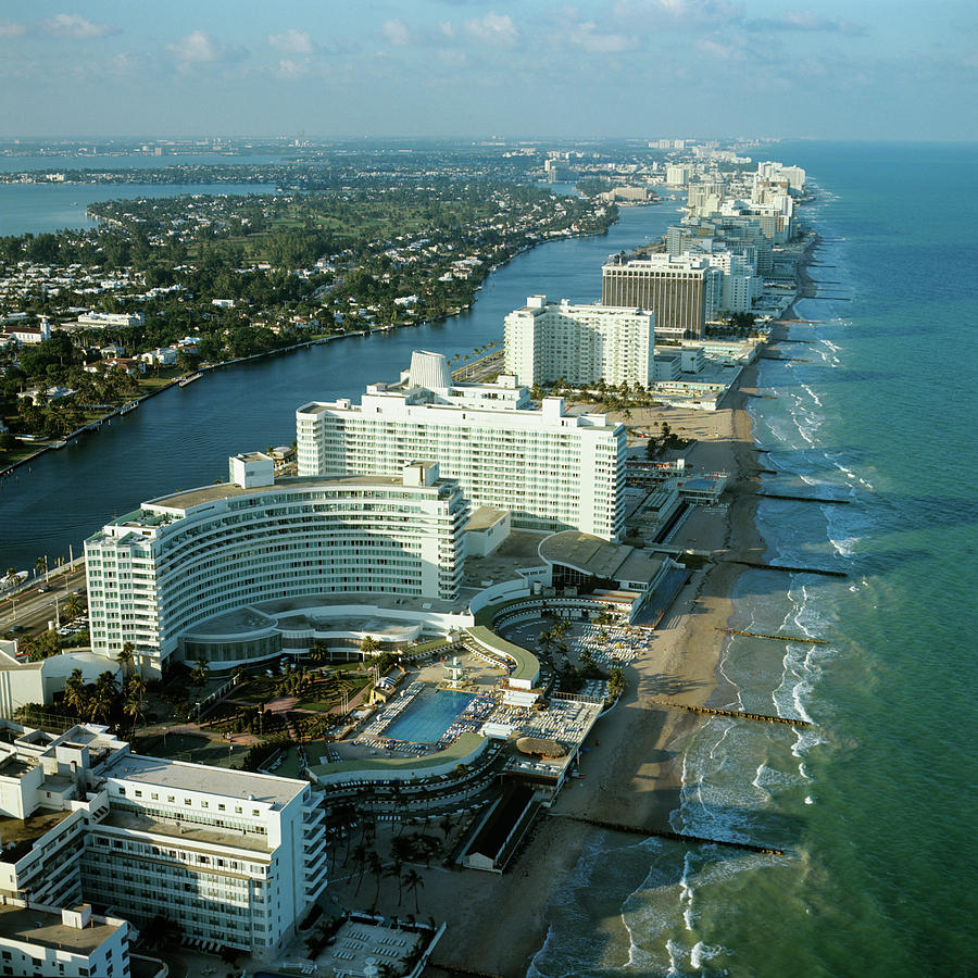 1970s Aerial View Hotel Row Miami Beach Photograph by Vintage