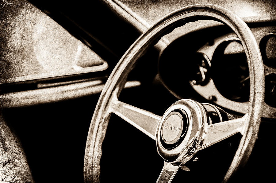 Transportation Photograph - 1971 Ferrari Dino 246 GT Steering Wheel Emblem -0661s by Jill Reger
