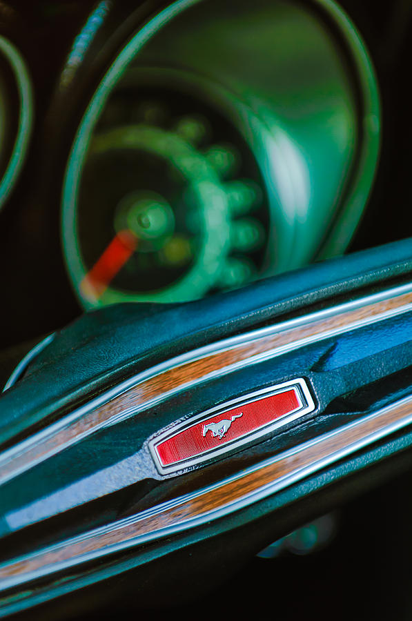 1971 Ford Mustang Mach 1 Steering Wheel Emblem Photograph by Jill Reger