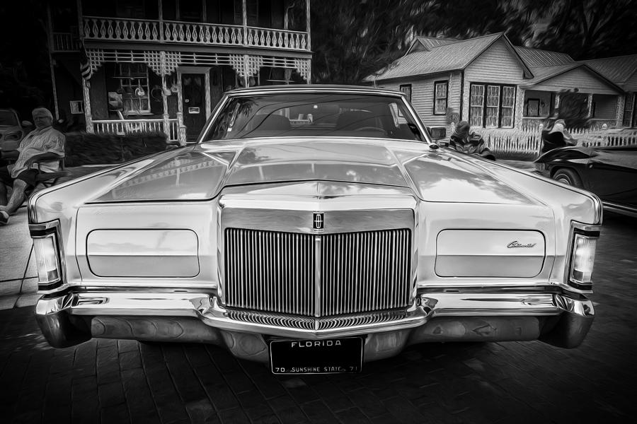1971 Lincoln Continental Mark III Painted BW  Photograph by Rich Franco