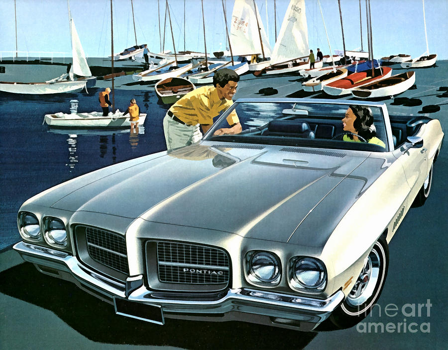 Pontiac Painting - 1971 Pontiac LeMans Sport Convertible by Vincent Monozlay