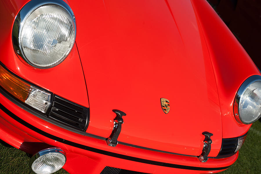 Car Photograph - 1971 Porsche 911 T Porsche Hood Emblem by Jill Reger