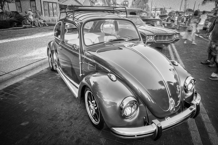 1971 Volkswagen Beetle Painted BW  Photograph by Rich Franco