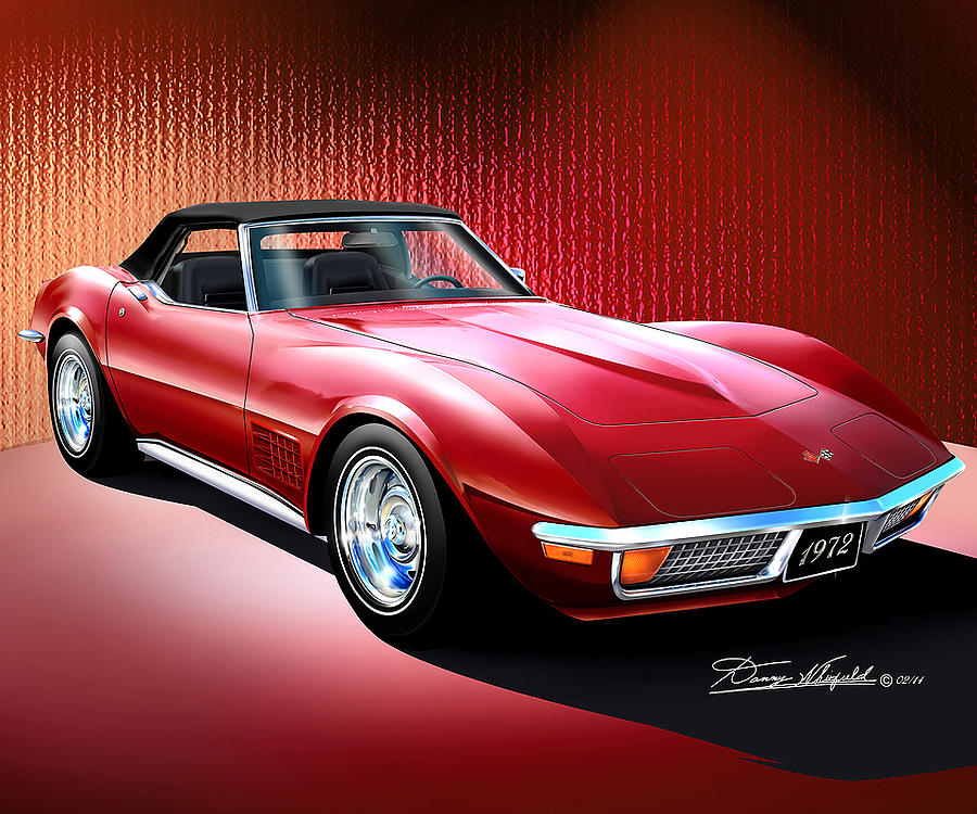 1972 Chevrolet Corvette Convertible Drawing by Danny Whitfield