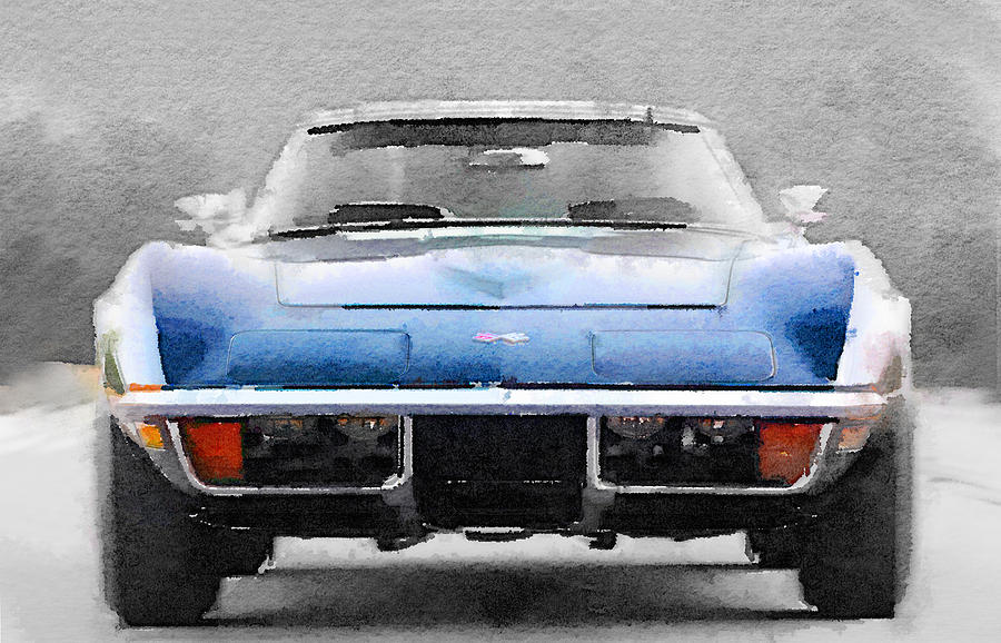 Car Painting - 1972 Corvette Front End Watercolor by Naxart Studio