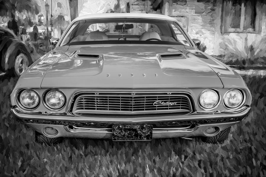 1972 Dodge 340 Challenger Painted BW  Photograph by Rich Franco