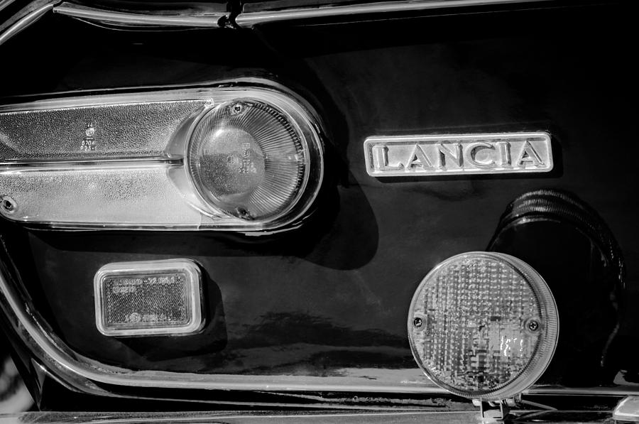 1972 Lancia Fulvia Taillight Emblem -0418bw Photograph by Jill Reger