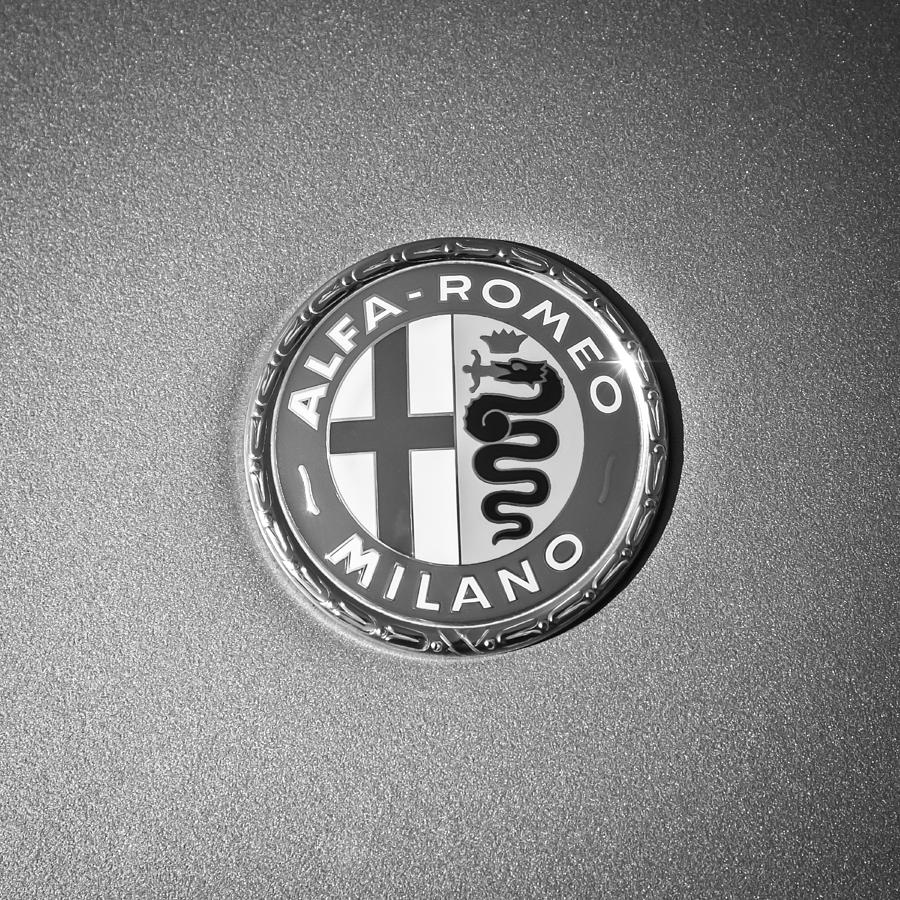 1973 Alfa Romeo GTV Emblem -0226bw55 Photograph by Jill Reger