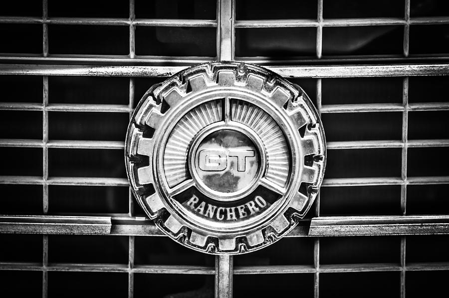 1973 Ford Ranchero Grille Emblem -0769bw Photograph by Jill Reger